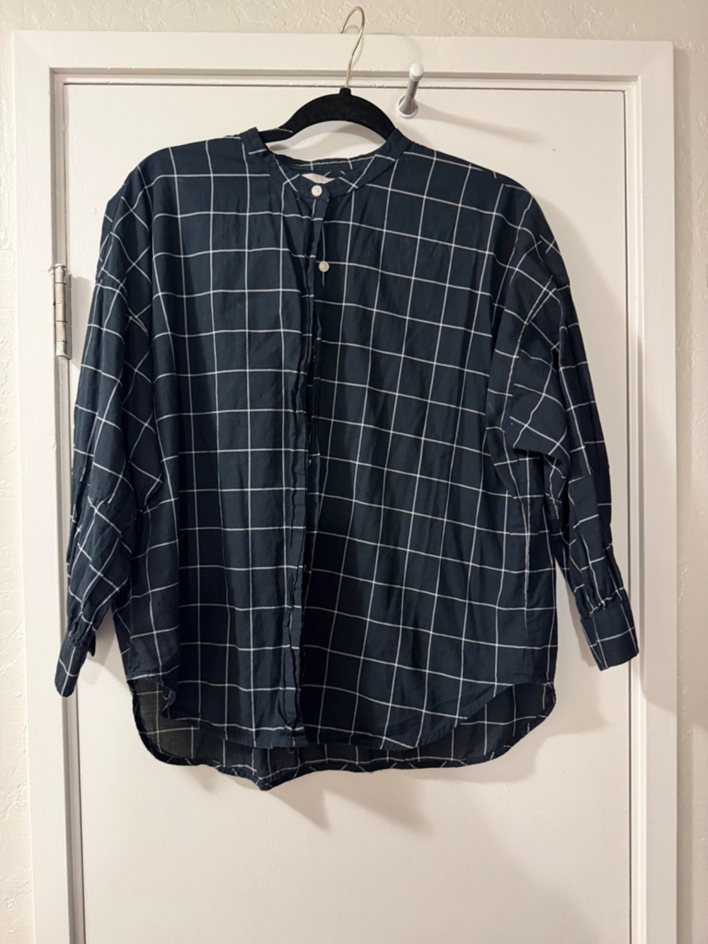 Everlane Black Windowpane Button-Up Shirt